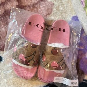 Coach Pink Cherry Slides